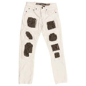 GSTR White Distressed Paisley Patchwork Skinny Jeans Size 30